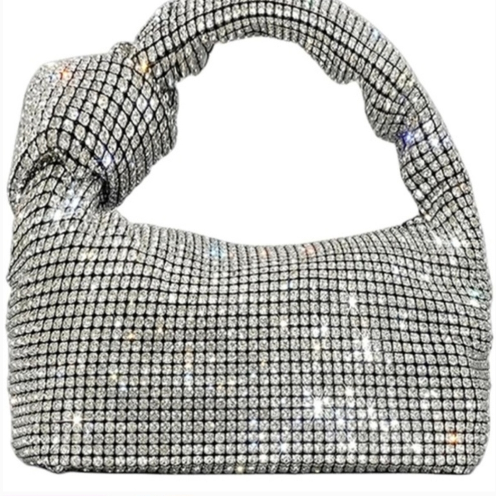 New Madison West Crystal Rhinestone Knotted Handle Handbag - Picture 3 of 14